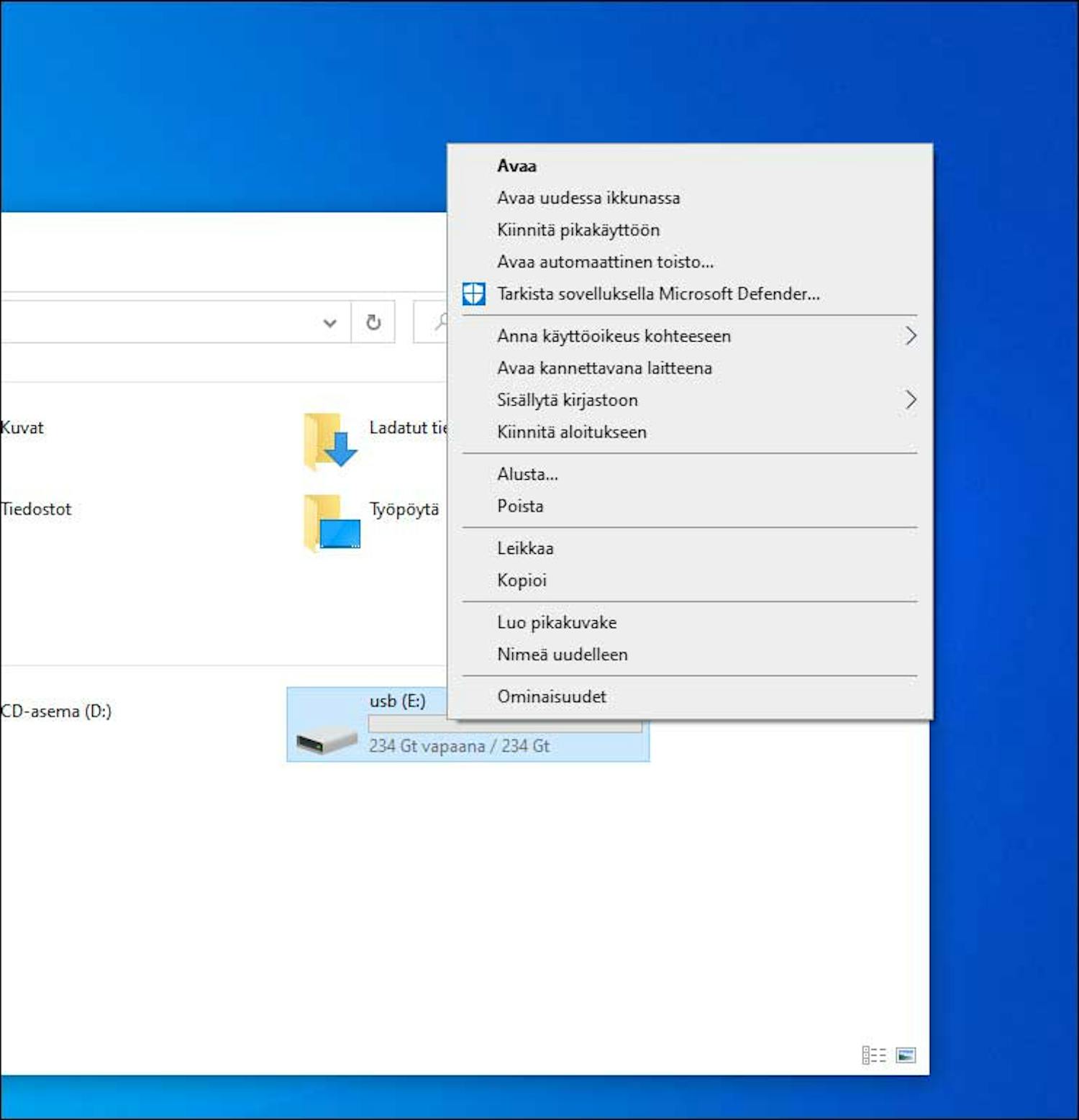 Vaihe 1: Voit alustaa kiintolevyn ja muut asemat Windowsin Resurssienhallinnassa.